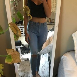 Hollister blue stretchy ripped jeans